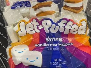 lot 142 image: Jet Puffed Smore Vanilla Marshmallows. 3 1LB 5oz Bags
