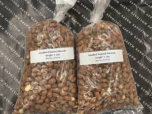 lot 143 image: Unsalted Roasted Almonds 2 X 2LB Bags