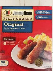 J Dean Pork Sausage Links 1.8 LB Box of 36 Links