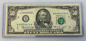 lot 13 image: 1974 U.S. FIFTY DOLLAR BILL (In Protective Case)
