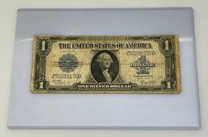 lot 14 image: 1923 B Large One Dollar Silver Certificate Blue Seal (In Protective Holder)