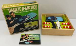 lot 19 image: 1969 Hasbro Amaze- A- Matics The Fantastic Car With A Brain Buick Century Cruiser (IN ORIGINAL BOX) Box Beat Up