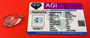 lot 21 image: AGI Labs 33.40 Cts Pear Cut Aquamarine With COA