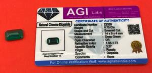 lot 24 image: AGI Labs 6.75 Emerald Cut Natural Chrome Diopside With COA