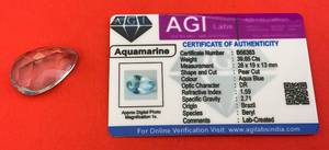 lot 25 image: AGI Labs 39.65 Cts Pear Cut Aquamarine With COA