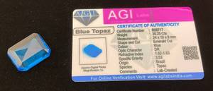 lot 27 image: AGI Labs 35.25 Cts Blue Topaz With COA