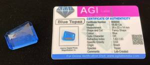lot 36 image: AGI Labs 58.60 Cts Fancy Shape Blue Topaz With COA