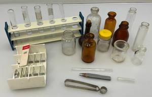 lot 84 image: Misc. Vintage Bottles, Test Tubes & More