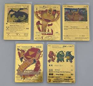 lot 180 image: Pokemon Gold Foil Trading Cards Including Charizard & More