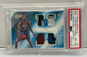 lot 192 image: Graded (8) 2015 Panini Absolute (Karl Anthony Towns) Rookie Card TLS.TRD. RK.MAT. - QD. PTCH. ROOKIE Card