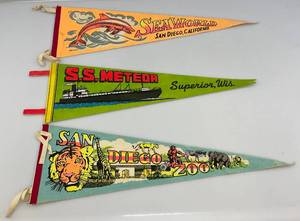 lot 214 image: Vintage 1980s Destination Pennants 8 x 26