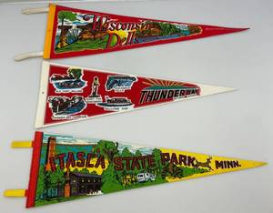 lot 215 image: Vintage 1980s Destination Pennants 8 x 26