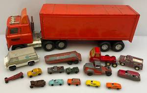 lot 243 image: Vintage Ertl Pressed Metal Semi, Tootsie Toys & More