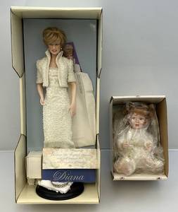 lot 245 image: Vintage Franklin Mint Princess Diana Doll With Original Box & Papers & Ashton-Drake Galleries Doll
