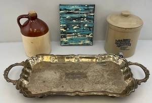 lot 251 image: Misc. Vintage Items Including Stoneware Crocks 1 Jack Danials Advertisement & More