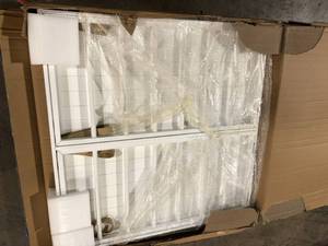 42 in. H x 44 in. W x 2 in. D White Wood Collapsible Laundry Wall Rack by Home Decorators Collection   Customer Returns See Pictures