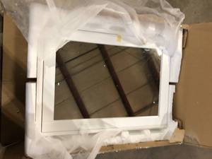 WELLFOR 24 in. W x 30 in. H Medium Rectangular White Wood Frame Surface Mount Medicine Cabinet with Mirror Customer Returns See Pictures