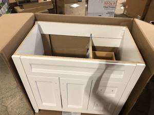 Vanity Cabinet White damage see pictures