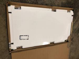 Empire Art Direct 54 x 28 Ebony & Ivory Rectangular Framed Beveled Modern Mirror on Free Floating Printed Tempered Art Glass