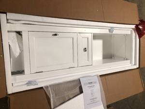 Home Decorators Collection Austell 20 in. W x 14 in. D x 60 in. H White Freestanding Linen Cabinet customer Return see pictures