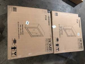 Lot of 2 Home Decorators Collection Aberdeen 24 in. W x 8 in. D x 27 in. H Rectangular Surface Mount Antique Oak Medicine Cabinet with Mirror customer return see pictures