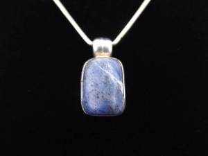.925 Sterling Silver Sodalite Cabochon Pendant Necklace