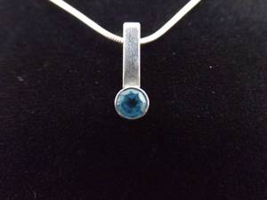 .925 Sterling Silver Faceted Topaz Pendant Necklace