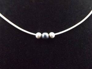 .925 Sterling Silver Genuine Black Pearl Necklace