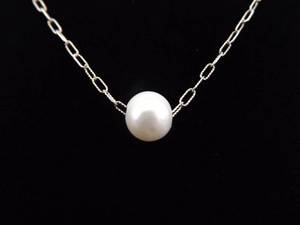.925 Sterling Silver Genuine Larger Solo Pearl Necklace
