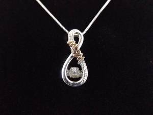 .925 Sterling Silver Diamond and Gold Accented MOM Infinity Pendant Necklace