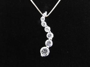 .925 Sterling Silver Zirconia Dangle Pendant Necklace