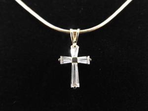 .925 Sterling Silver Zirconia Vermeil Cross Pendant Necklace