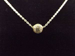 NEW .925 Sterling Silver Zirconia Crystal Ball Vermeil Pendant Necklace