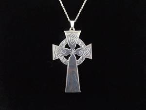 .925 Sterling Silver Celtic Cross Pendant Necklace
