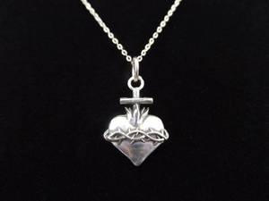 .925 Sterling Silver Sacred Heart Pendant Necklace