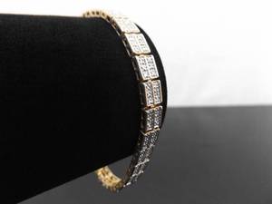 .925 Sterling Silver Diamond Accented Vermeil Tennis Bracelet