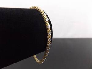 .925 Sterling Silver Diamond Accented Vermeil Hugs and Kisses Bracelet