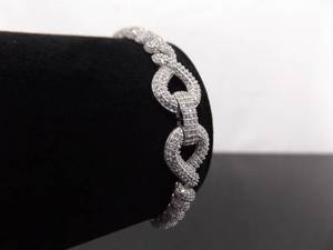 NEW .925 Sterling Silver Zirconia Bolo Bracelet