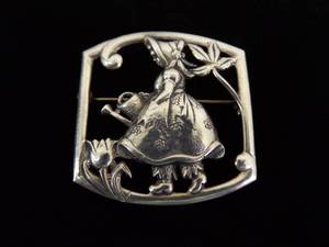 .925 Sterling Silver Flower Maiden Garden Brooch