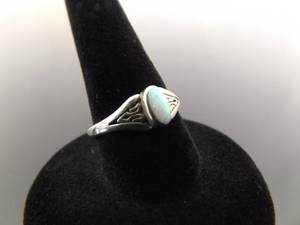 .925 Sterling Silver Opal Cabochon Ring Size 6