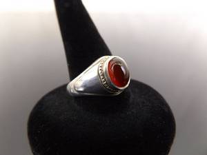 .925 Sterling Silver Garnet Cabochon Ring Size 8