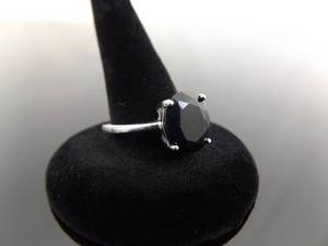 .925 Sterling Silver Oval Cut Black Onyx Cabochon Ring Size 9