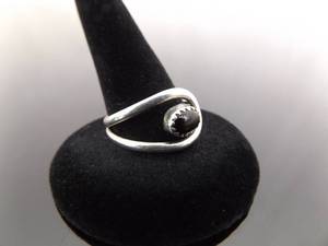 .925 Sterling Silver Black Onyx Cabochon Ring Size 9