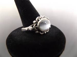 .925 Sterling Silver Gray Chrysoberyl Cabochon Ring Size 9