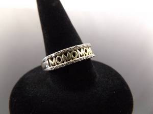 .925 Sterling Silver Yellow Gold and Diamond Accented MOM Ring Size 7