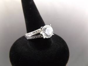 .925 Sterling Silver Faceted Zirconia Ring Size 7