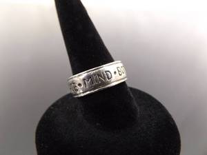 NEW .925 Sterling Silver MIND BODY SPIRIT LOVE PEACE Band Ring Size 5.75