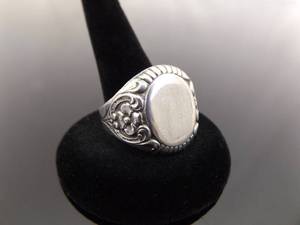 NEW .925 Sterling Silver Scrolled Rose ID Ring Size 11.25