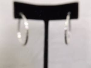 .925 Sterling Silver Etched Hoop Hook Latch Earrings