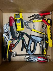 Stud Finder  2 Bionic Wrench  Sink Wrench  4 in 1 Plumbers Wrench  Cresent Wrenchs  Channel Locks  Vice Grips  Pipe Wrench  Roller Knife  Staple Gun